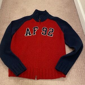 Vintage Abercrombie and Fitch Sweater Medium Muscle Wool Y2K Full Zip Preppy